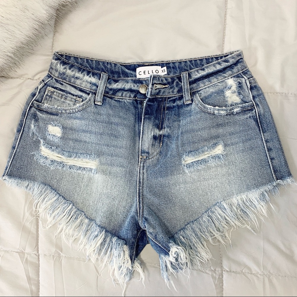 NWOT XS Denim High Waisted Fray Jean Shorts
